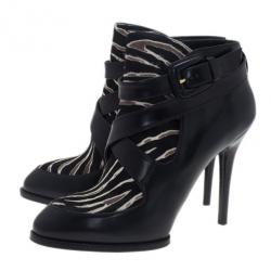 مملوكة مسبقًا بوت كاحل تودز شعر مهر وجلد طبع حمار وحشي مقاس 39.5