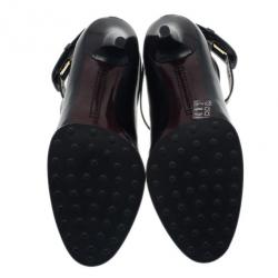 مملوكة مسبقًا حذاء كعب عالي تودز شريط متقاطع جلد أسود مقاس 38