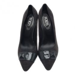 مملوكة مسبقًا Tod's Grey Suede Embellished Pumps Size 38