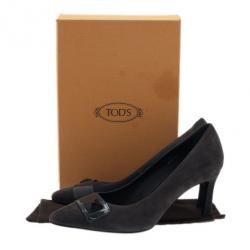 مملوكة مسبقًا Tod's Grey Suede Embellished Pumps Size 38