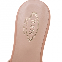 Pre Owned Tod's Limited Edition Pale Pink Suede Crystal Embellished Peep Toe Flat Slides Size 38