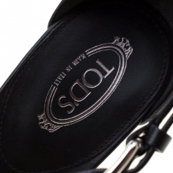 مملوكة مسبقًا Tod's Black Leather Cross Ankle Strap Platform Sandals Size 37