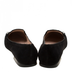 مملوكة مسبقًا حذاء سليبرز تودز سموكينغ سويدي أسود مزخرف كريستال دوبل T مقاس 38