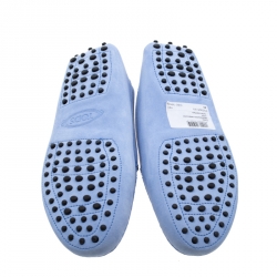 Pre Owned Tod's Blue Suede Penny Slip On Loafers Size 40