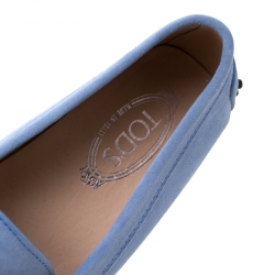 Pre Owned Tod's Blue Suede Penny Slip On Loafers Size 40