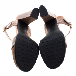 مملوكة مسبقًا Tod's Beige Python Leather Ankle Strap Platform Sandals Size 38