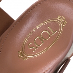 مملوكة مسبقًا Tod's Beige Python Leather Ankle Strap Platform Sandals Size 38