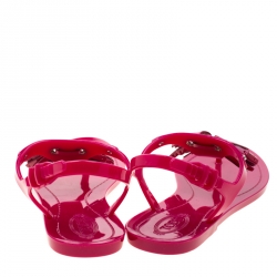 مملوكة مسبقًا Tod’s Fuchsia Pink Jelly Tassel Detail Thong Flats Size 36