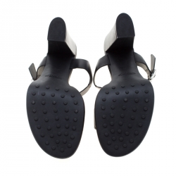 Pre Owned Tod's Black Leather Block Heel Strappy Platform Sandals Size 40