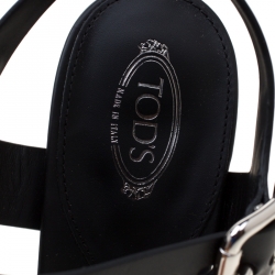 Pre Owned Tod's Black Leather Block Heel Strappy Platform Sandals Size 40