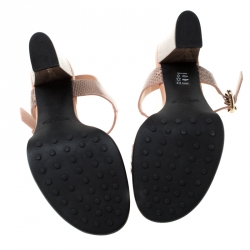 Pre Owned صندل تودز جلد ثعبان بيج بحزام للكاحل نعل سميك مقاس 38