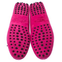 Pre Owned حذاء لوفرز تودز غومينو فيونكة سويدي و جلد وردي مقاس 39