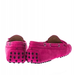 Pre Owned حذاء لوفرز تودز غومينو فيونكة سويدي و جلد وردي مقاس 39