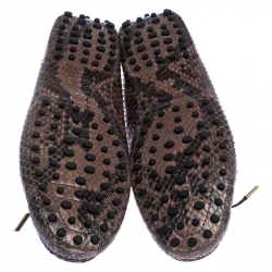 Pre Owned Tod's Brown Python Leather Gommino Slip On Loafers Size 39