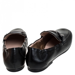 Pre Owned Tod's Black Leather T Slip On Loafers Size 36