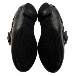 Pre Owned Tod's Black Leather T Slip On Loafers Size 36