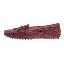 مملوكة مسبقًا Tod's Red Python Leather Loafers Size 39.5