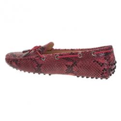 مملوكة مسبقًا Tod's Red Python Leather Loafers Size 39.5