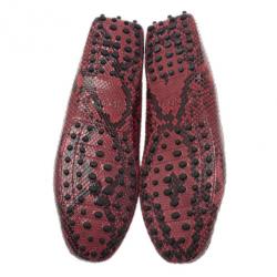مملوكة مسبقًا Tod's Red Python Leather Loafers Size 39.5