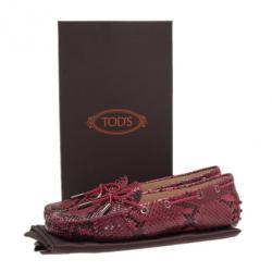 مملوكة مسبقًا Tod's Red Python Leather Loafers Size 39.5