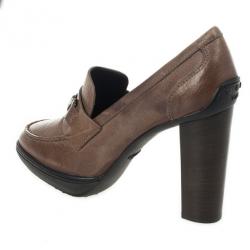Pre Owned Tod's Brown Leather Wooden Heel Loafer Pumps Size 37
