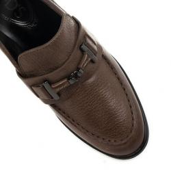 Pre Owned Tod's Brown Leather Wooden Heel Loafer Pumps Size 37