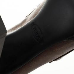 Pre Owned Tod's Brown Leather Wooden Heel Loafer Pumps Size 37