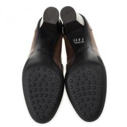 Pre Owned Tod's Brown Leather Wooden Heel Loafer Pumps Size 37