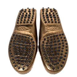 مملوكة مسبقًا Tod's Bronze Python Leather Double T Loafers Size 37.5