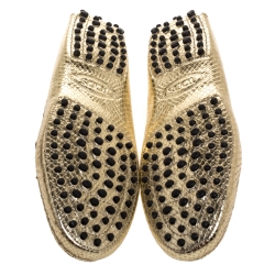 Pre Owned Tod's Gold Python Embossed Leather Penny Slip On Loafers Size 41