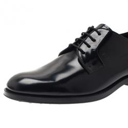 Pre Owned Tod’s Black Glazed Leather Oxfords Size 37