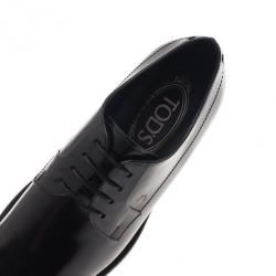 Pre Owned Tod’s Black Glazed Leather Oxfords Size 37