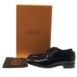 Pre Owned Tod’s Black Glazed Leather Oxfords Size 37