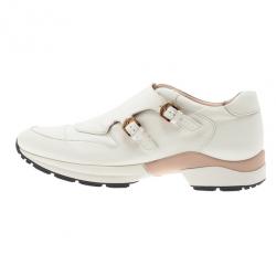 مملوكة مسبقًا حذاء رياضي تودز إبزيم زينة جلد أبيض مقاس 39