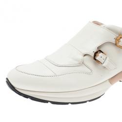 مملوكة مسبقًا حذاء رياضي تودز إبزيم زينة جلد أبيض مقاس 39