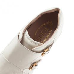 مملوكة مسبقًا حذاء رياضي تودز إبزيم زينة جلد أبيض مقاس 39