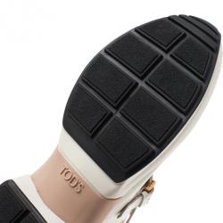 مملوكة مسبقًا حذاء رياضي تودز إبزيم زينة جلد أبيض مقاس 39