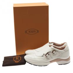 مملوكة مسبقًا حذاء رياضي تودز إبزيم زينة جلد أبيض مقاس 39