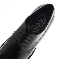 Pre Owned Tod’s Black Glazed Leather Oxfords Size 36