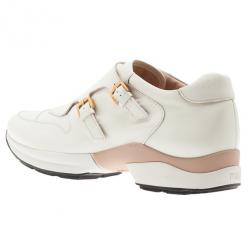 مملوكة مسبقًا حذاء تود رياضي جلد أبيض بإبزيم مقاس 38