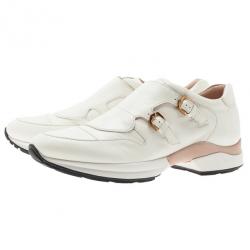 مملوكة مسبقًا حذاء تود رياضي جلد أبيض بإبزيم مقاس 38