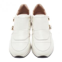 مملوكة مسبقًا حذاء تود رياضي جلد أبيض بإبزيم مقاس 38