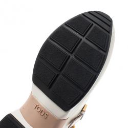 مملوكة مسبقًا حذاء تود رياضي جلد أبيض بإبزيم مقاس 38