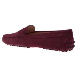 Pre Owned حذاء لوفرز تودز بيني جلد مدبوغ بنفسجي مقاس 39.5