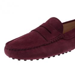 Pre Owned حذاء لوفرز تودز بيني جلد مدبوغ بنفسجي مقاس 39.5