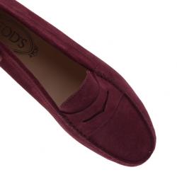 Pre Owned حذاء لوفرز تودز بيني جلد مدبوغ بنفسجي مقاس 39.5