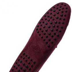 Pre Owned حذاء لوفرز تودز بيني جلد مدبوغ بنفسجي مقاس 39.5