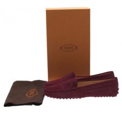 Pre Owned حذاء لوفرز تودز بيني جلد مدبوغ بنفسجي مقاس 39.5