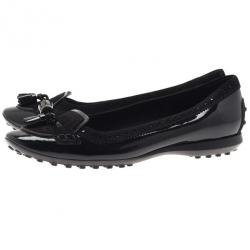 Pre Owned Tod's Black Suede and Leather Tassel Loafer Ballet Flats Size 37