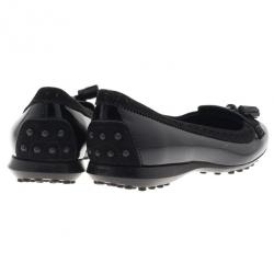 Pre Owned Tod's Black Suede and Leather Tassel Loafer Ballet Flats Size 37